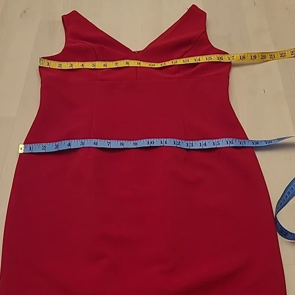 EUC Adrianna Papell Red Double Fringe Hem Sleeveless Cocktail Dress - Picture 5 of 14